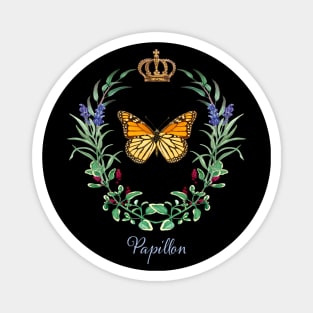 Papillon Monarch Butterfly Lavender Wreath Cottagecore Gardener Magnet